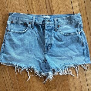 Madewell Blue Frayed Hem Jean Shorts